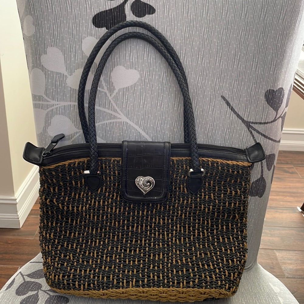 Pre owned Brighton basket weave tote bag purse 12 x 9 inches. See photos
